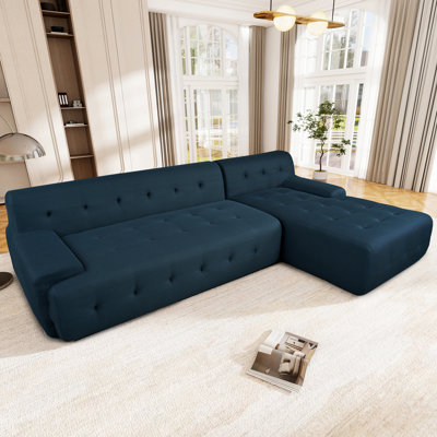 Modulaire en L en bleu foncé. 2, sans assemblage. Revêtement, rembourrage en mousse. Idéal pour les espaces de vie, les appartements, les salons de couleur bleue. , Costumes