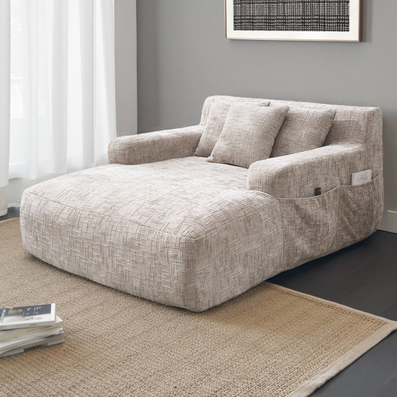 Canapé-lit Chenille Lazy avec 3 oreillers, Kaki