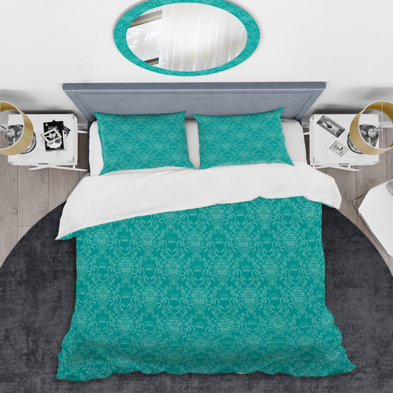 Ensemble de housse de couette en microfibre turquoise / blanc 3 pièces