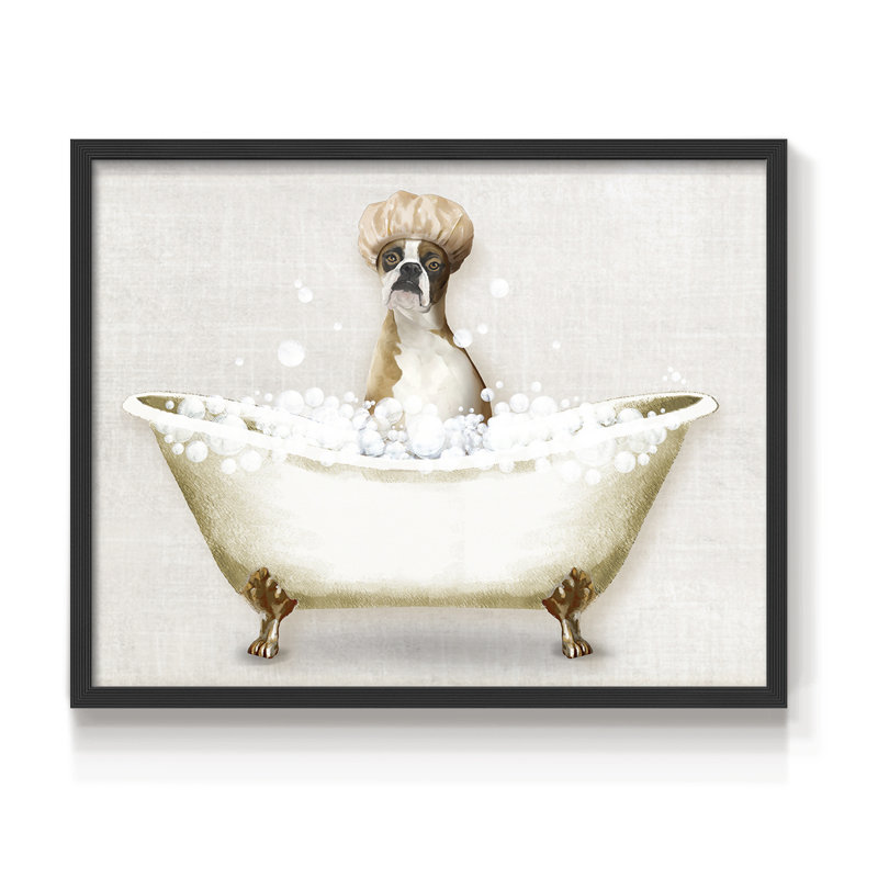 «Bath Dogs I», reproduction encadrée, H 11 po x l 14 po, Noir, noir, noir, noir