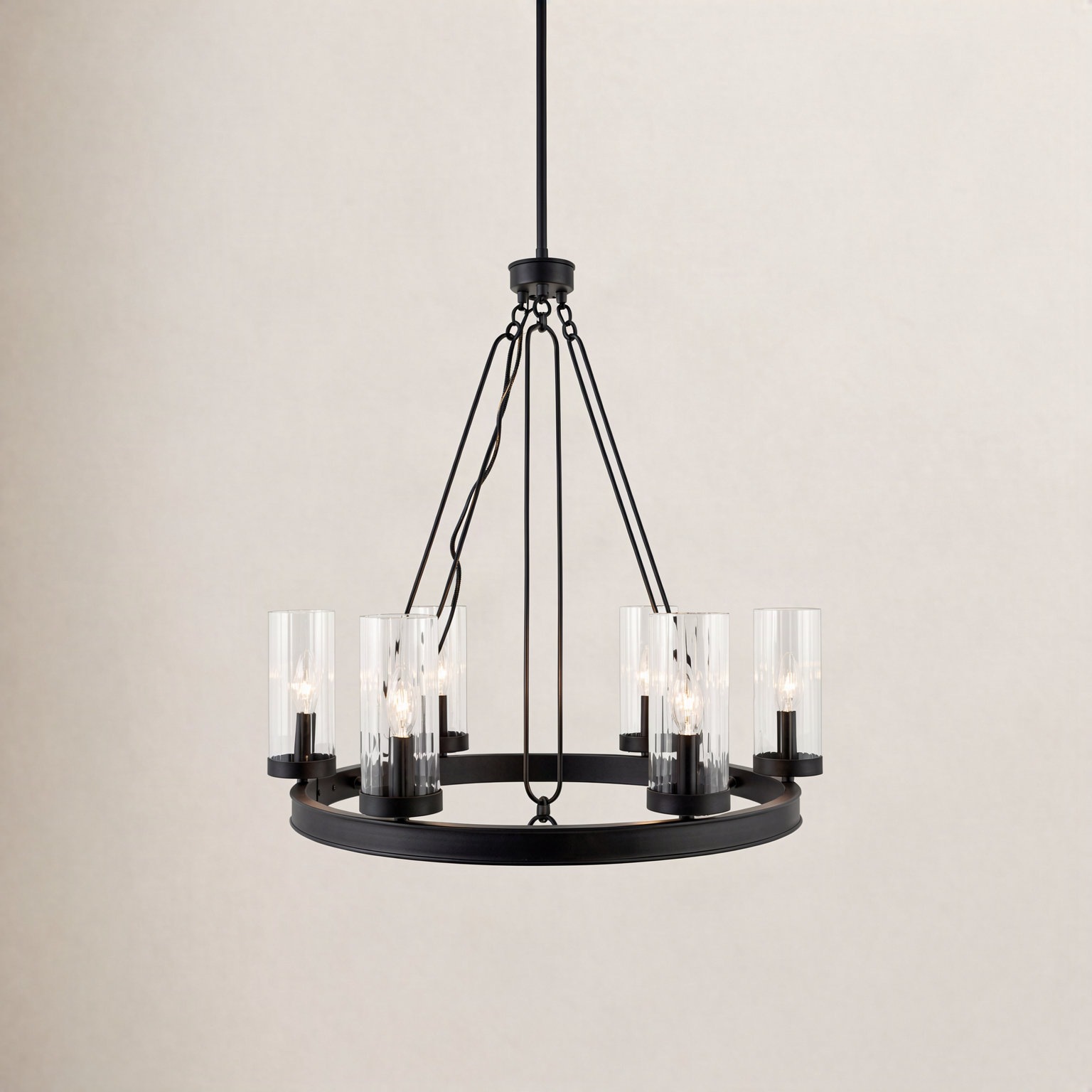 Iron 6-Light Chandelier, Matte Black