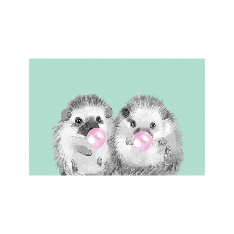 Playful Twins Hedgehog by Big Nose Work - Print on Canvas, 66.04 cm H x 45.72 cm W x 1.91 cm D, No Frame