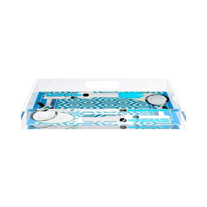 Plateau décoratif tennis Tennis Anyoneblue, 2" H x 15" W x 15" D, Blue/White