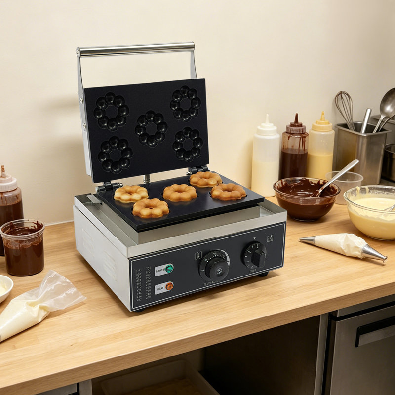 Machine à beignets professionnelle de 33 cm (13 pouces), gaufrier à 5 trous en forme de fleur de prunier, 1,55 kW, 110 V
