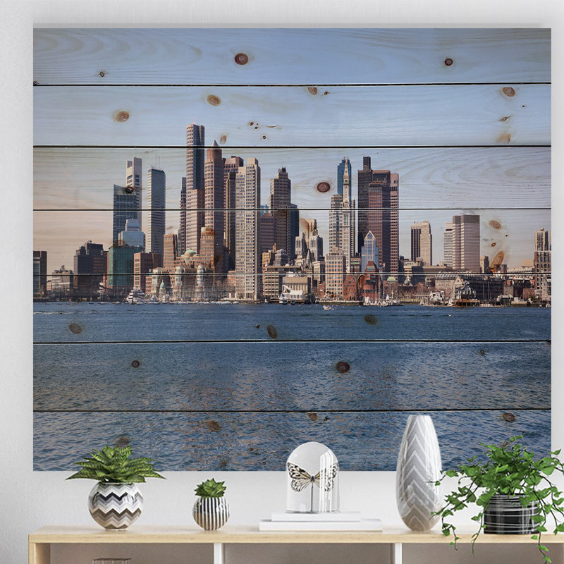« boston horizon panorama », photographie Cityscape, H 15 po x l 20 po x P 1 po, Bois