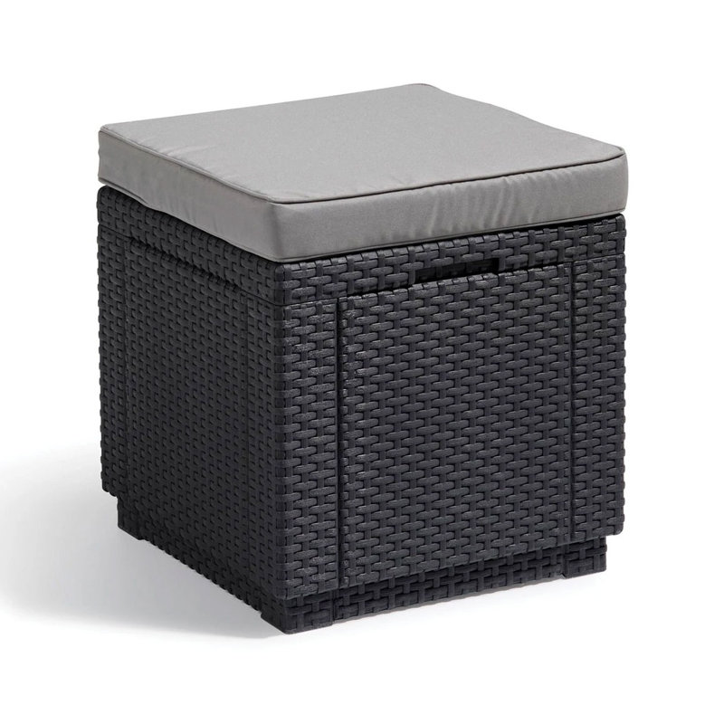 Keter Stool with Cushion, Graphite/Grey