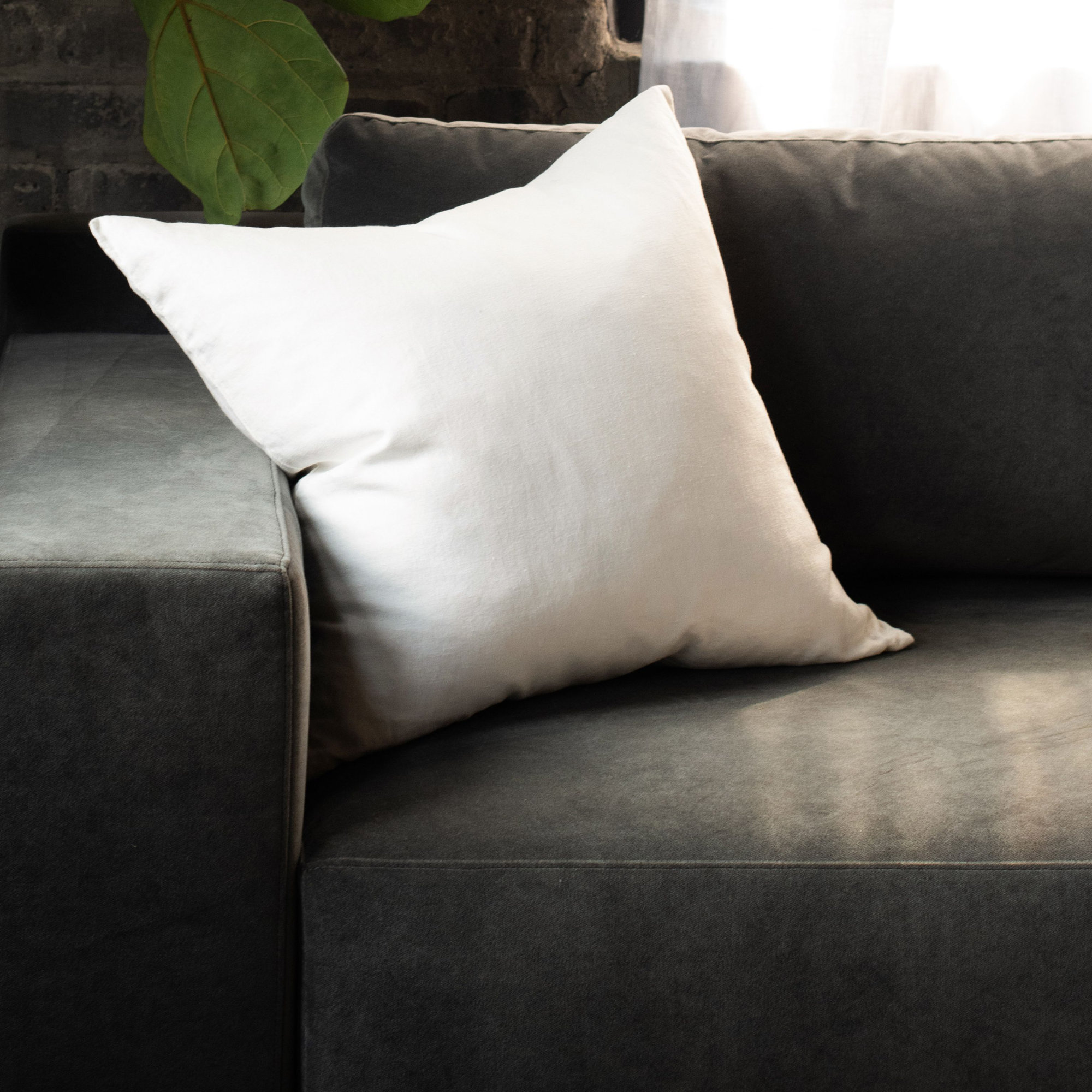 20" X 20" French Linen Throw Pillow, Cream