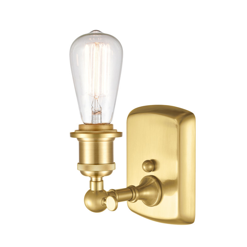 Briele Bare Bulb 1-Light Dimmable Armed Sconce, Satin Gold