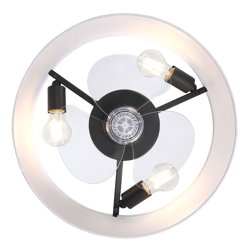 Ventilateur de plafond moderne 16 "avec lumière, Noir mat
