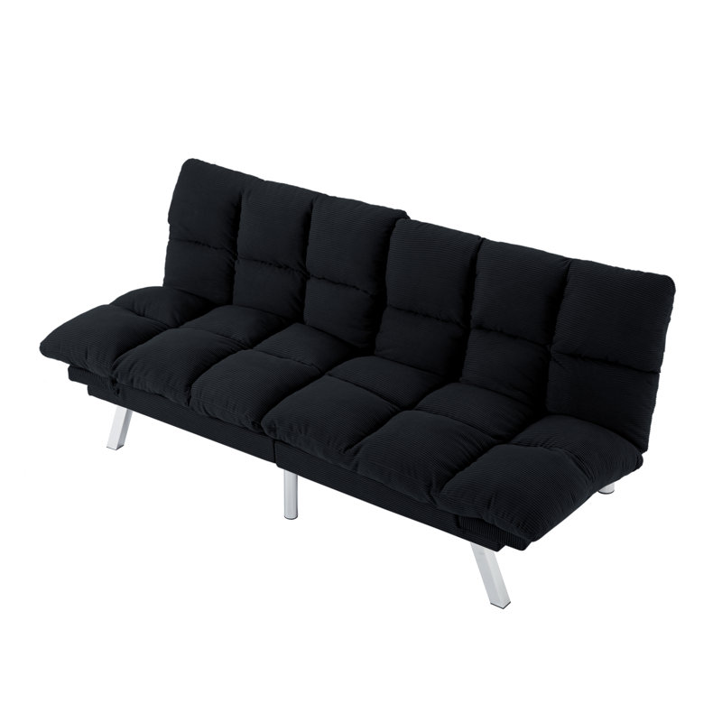 AC Pacific Modern Tufted Convertible Futon Sofa – Black, Black