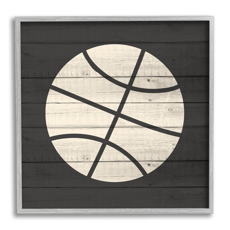 Basketball en forme de sport rustique, motif champêtre gris surdimensionné, giclée sur toile, art texturé par Kim Allen