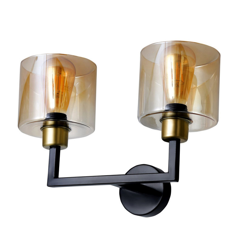 Lampe murale moderne moderne, corps en métal avec capuchon en verre, 13,8 x 7,9 x 10,2 pouces | Douille E27, 40 W maximum | Peinture électrostatique séchée au four | Conception scandinave glamour pour la décoration intérieure, solution d'éclairage élégante