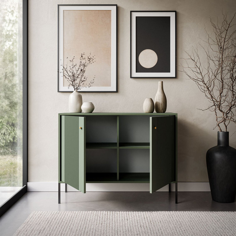 105cm Sideboard, smoke green + black legs