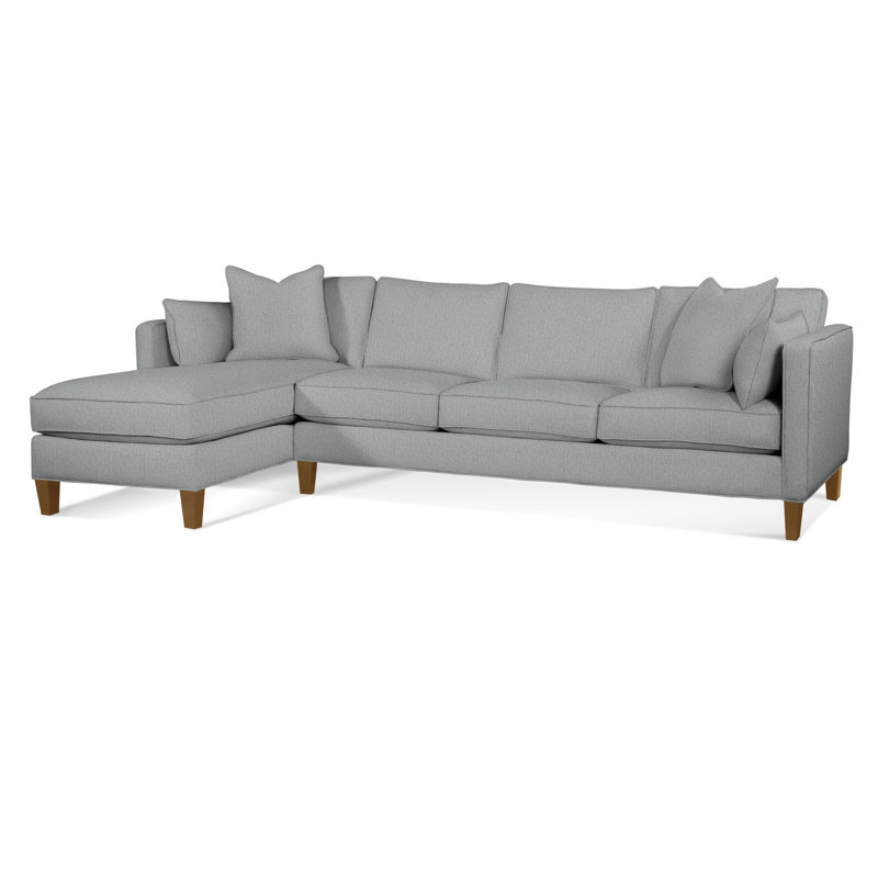 Lenox Chaise Sectional, Light Blue Performance Fabric; 0851-55, Left Hand Facing, Havana