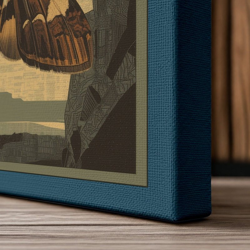 Locomotive at Night Geometric - Wrapped Canvas, 24x16 - 61.0 x 40.6 cm, Teal Border