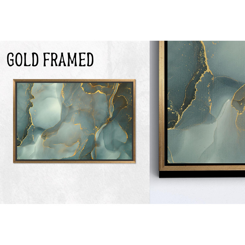 Impression sur toile moderne en verre trempé moderne: art mural abstrait élégant, 1P encadrée d'or, 35,5 po H x 47,3 po l