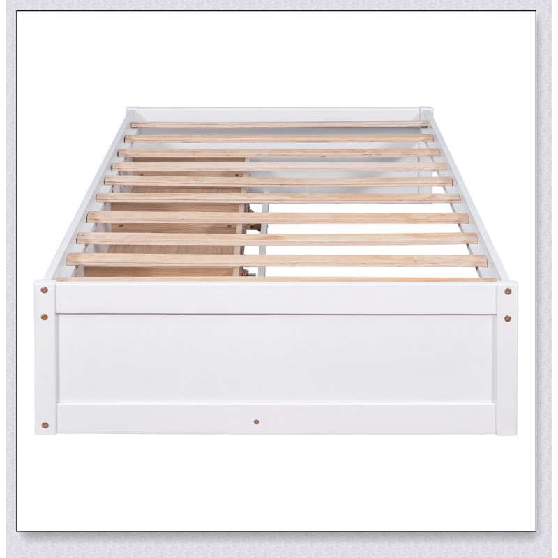 Platform Storage Bed With 3 Drawers Solid Wood Structure - Twin Bed Frame With Drawers, Constructed from high quality solid pinewood