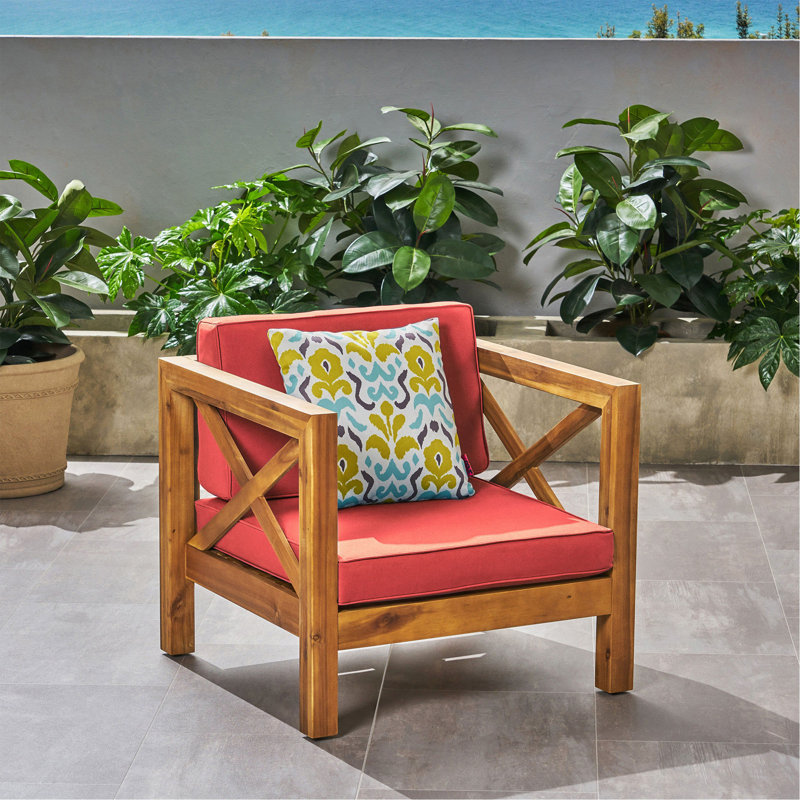 Fauteuil club Brava, Rouge, Teck