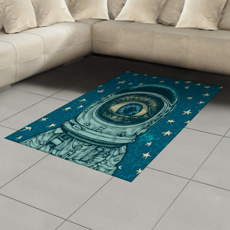 Astronaut High Density Long Fiber Poly Threads Decorative Area Rug Carpet, Rectangle 4' x 5'8"