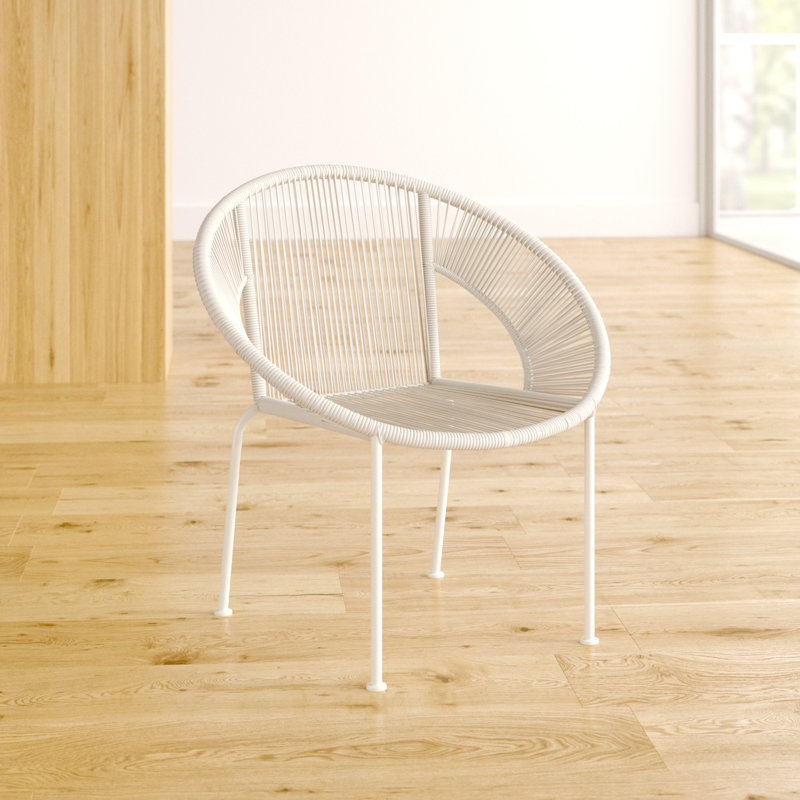 Dannille Plastic Rattan Woven Round Outdoor Chair, White