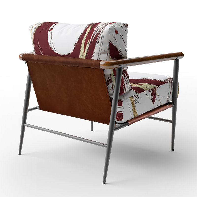 Tamerlane Gold Circle - Upholstered Modern Glam Accent Arm Chair, Black, Brown/White