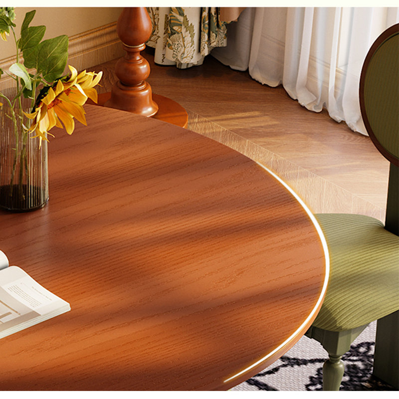 French style vintage solid wood round table set, 29.5"H x 51"L x 51"W