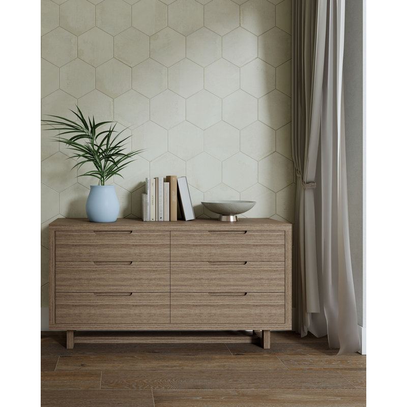 Arcadian 9in.x10in. Hexagon Porcelain Stone Look Tile, Linen Matte