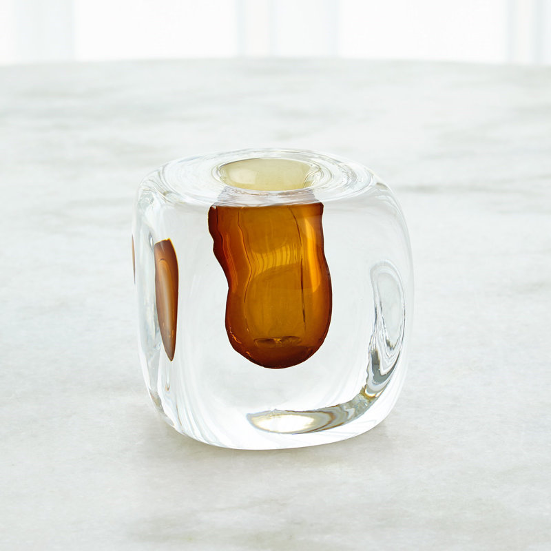 Handmade Glass Table Vase, Amber/Clear