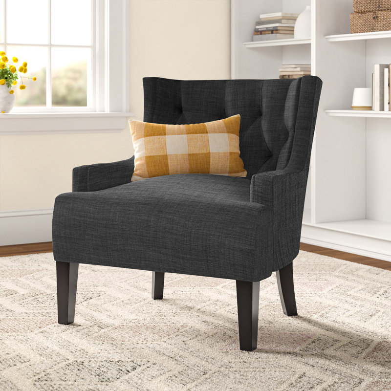 Fauteuil à oreilles capitonné de 83,18 cm de large Barwood, Lin gris foncé chiné