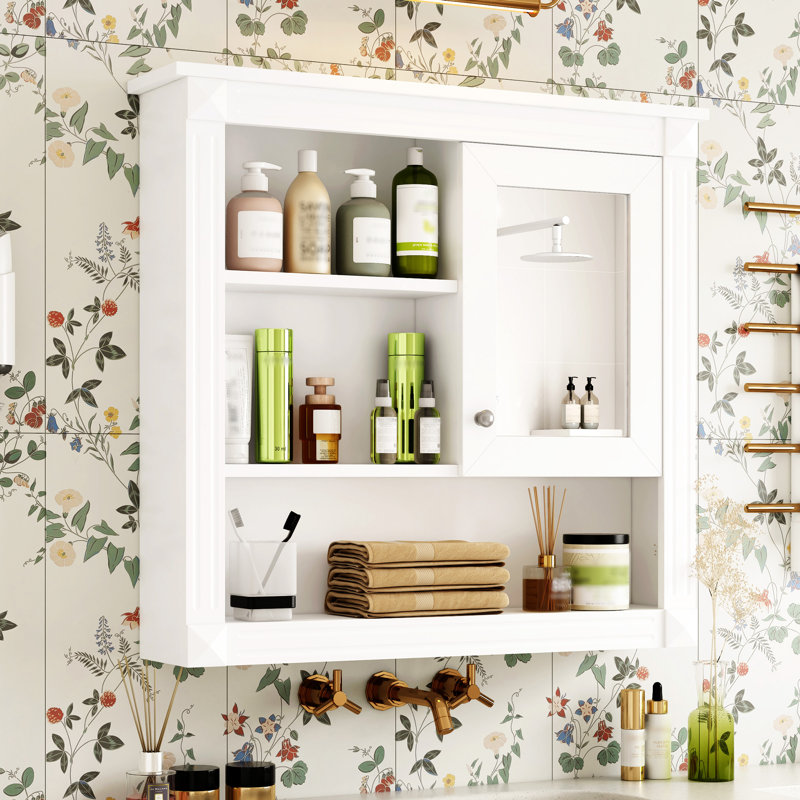 Armoire murale 32 po avec miroir, Blanc
