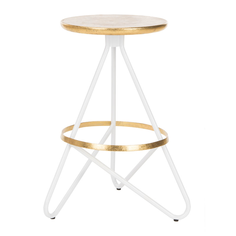 Arroyo Counter Stool with Metal Frame, White/Gold