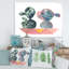 Duo de cactus dans des pots géométriques roses - Peinture sur toile-59284355-59284356