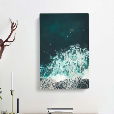 Surfers Waiting For Waves In Bali In Abstract - Wrapped Canvas