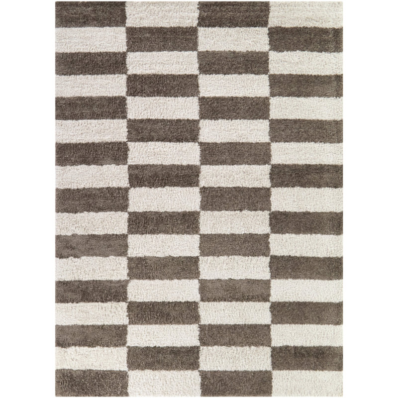 Bolotov Brown Modern Geometric Area Rug, Rectangle 5'3" x 7'