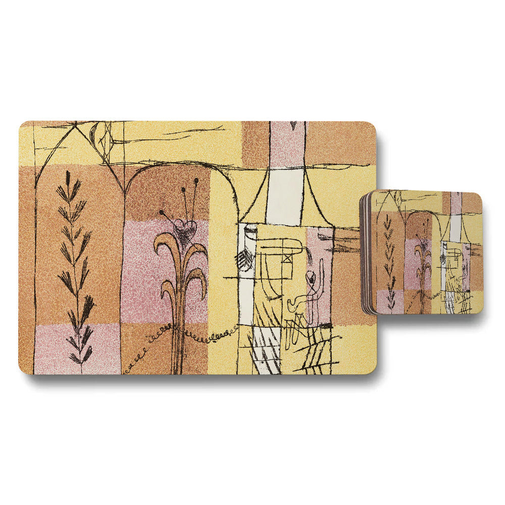 Abstract Art Placemat Coaster Set Modern Kitchen Decor
