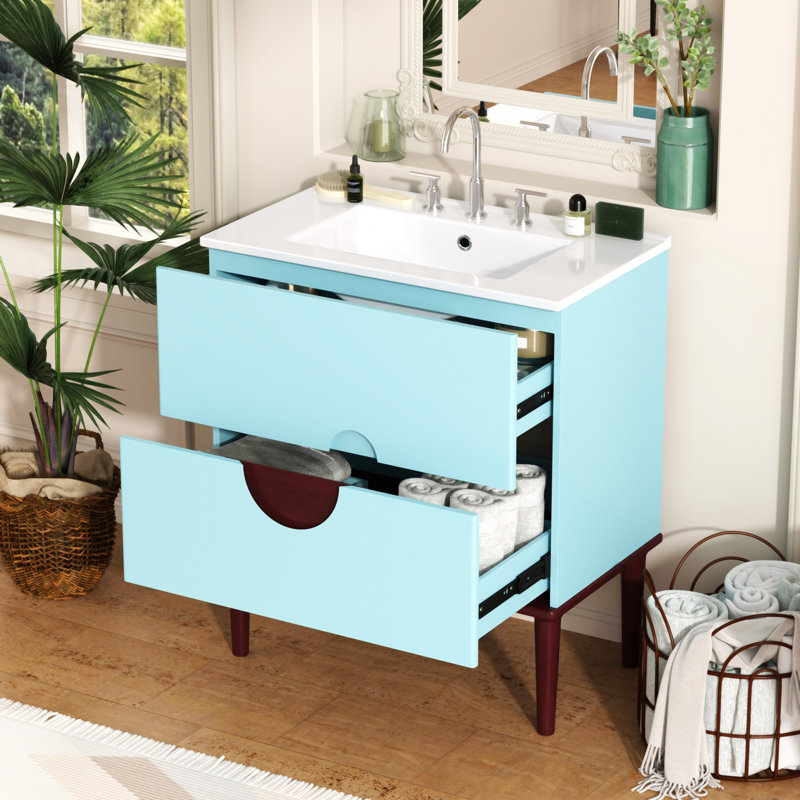 30'' Bathroom Vanity Cabinet With Ceramic Sink Combo Set