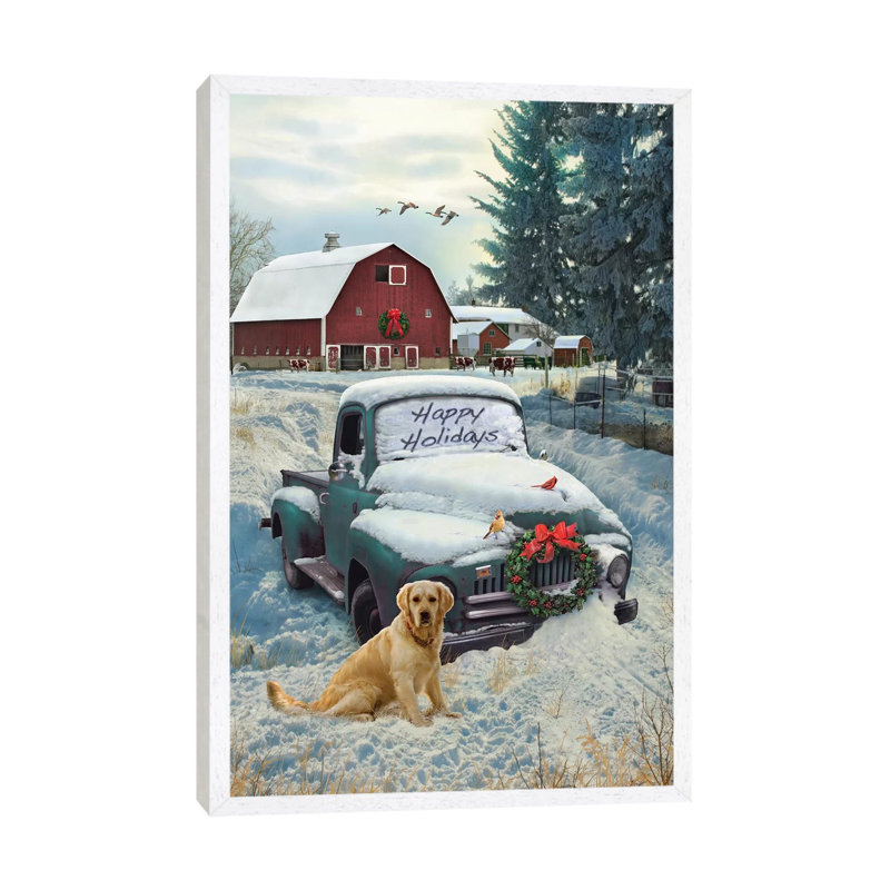 Holiday Truck - Painting on Canvas, White Floater Framed, 101.6 cm H x 66.04 cm W