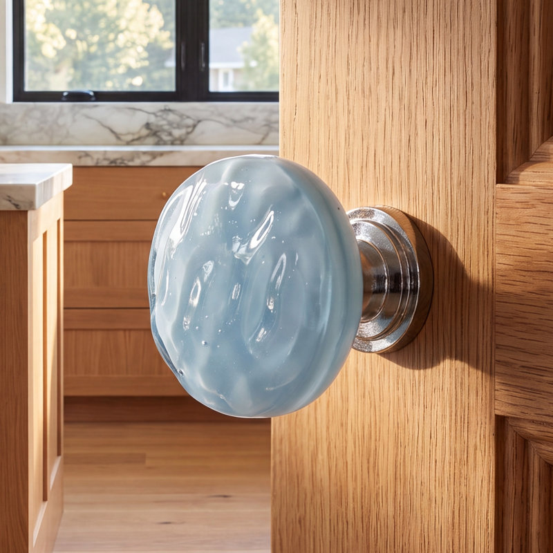 Glacier Mushroom Knob, Polished Chrome, Powder Blue