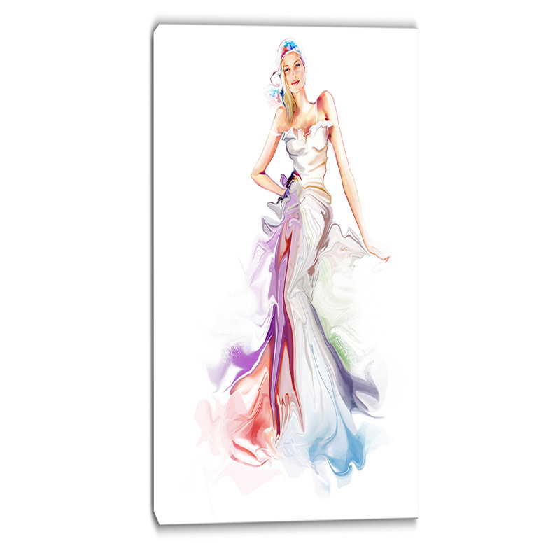 Impression sur toile tendue, impression contemporaine fille belle mode, H 40 po x l 20 po