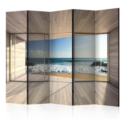 225cm W x 172cm H 5 - Panel Solid Wood Folding Room Divider