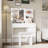 Vanity Makeup Desk With Mirror & Charging Station, 2 Ports, Ample Storage, White Table , 3 Lighting Demonstrations, 4 Drawers, Generous Storage Space, Modern