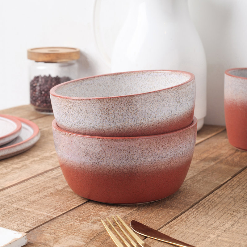Stone Lain Vince 4-Piece Bowl Set Stoneware, Red