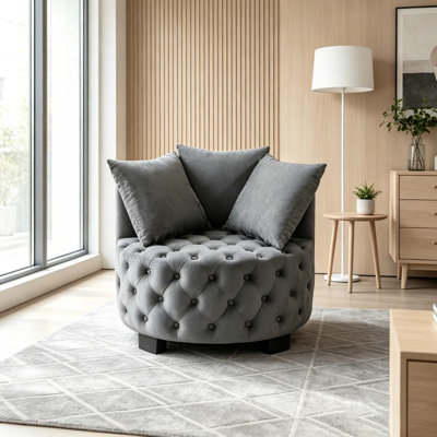 Chaise d'appoint contemporaine rembourrée et capitonnée