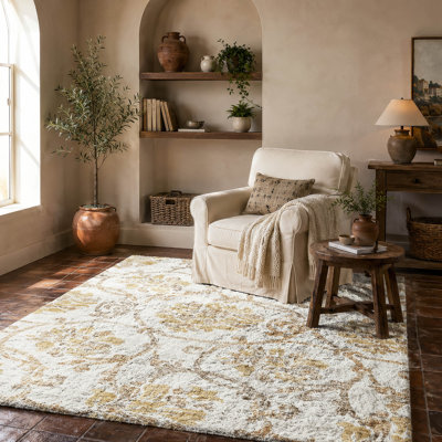 Tapis Dream Shag ADS766 de qualité supérieure, lavable à la machine et à motif floral