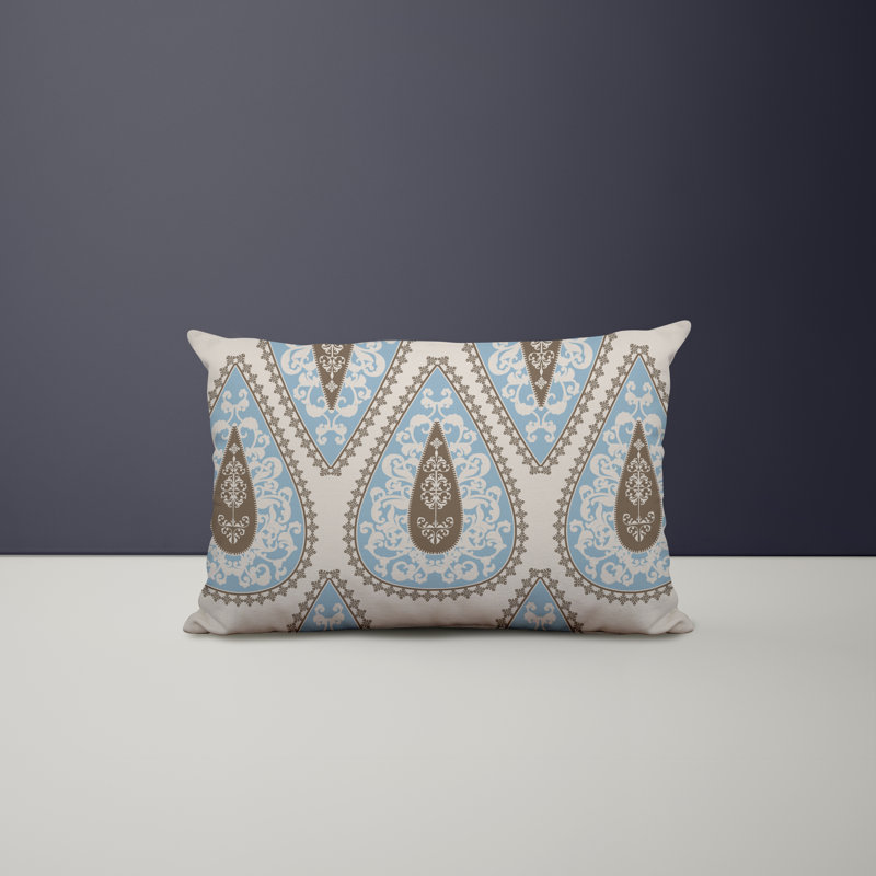 Paisley Outdoor Reversible Throw Pillow, Blue