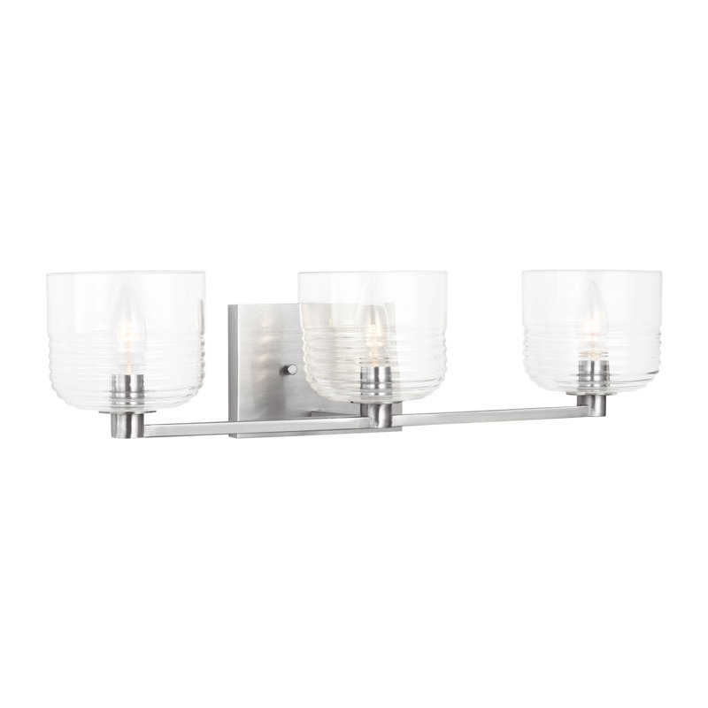 Applique murale de salle de bain avec abat-jour côtelé transparent Lochdale, H 6,125 po x l 24,25 po x P 7,875 po