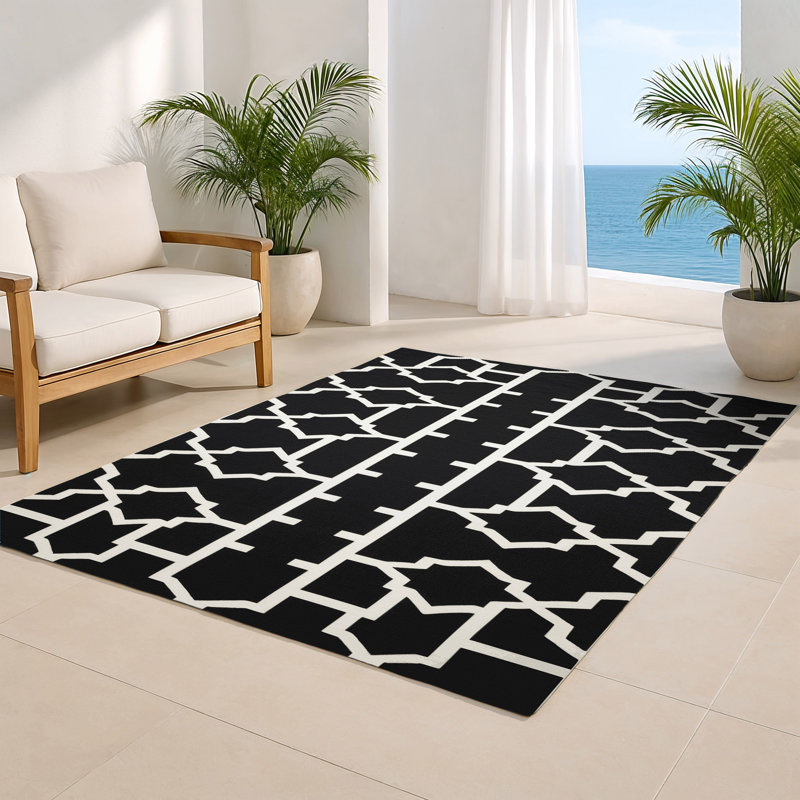Tapis noir intérieur et extérieur Trellis, Rectangulaire 8 pi x 10 pi