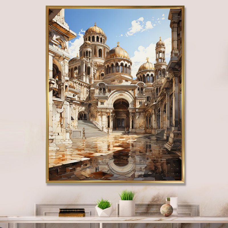 «Damaiah Emperor Justinian I Temple», reproduction sur toile, H 32 po x l 16 po x P 1 po, Cadre flottant doré
