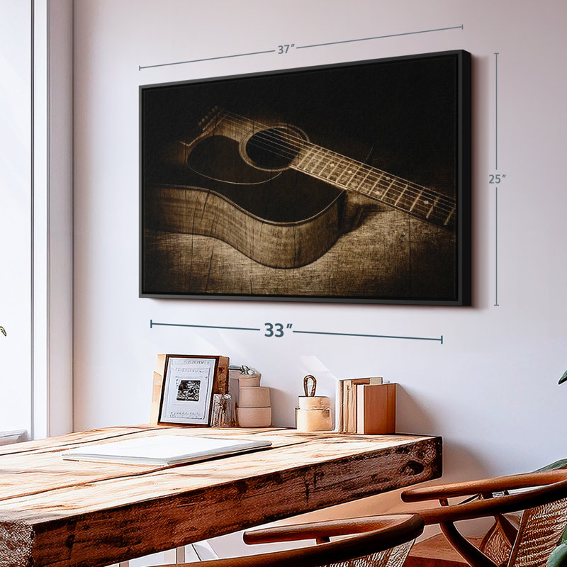 Impression sur toile de guitare acoustique rétro, H 25 po x l 37 po