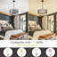Lustre tambour Modern Farmhouse avec abat-jour blanc - luminaire suspendu 5 lumières pour salle à manger, îlot de cuisine, chambre à coucher, vestibule - hauteur réglable et plafond incliné compatible-1536813482